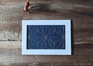 Vintage Kimono Fabric Art with a Frame Mat, ready to frame, Sashiko 5" x 7" ⦿frmn0006