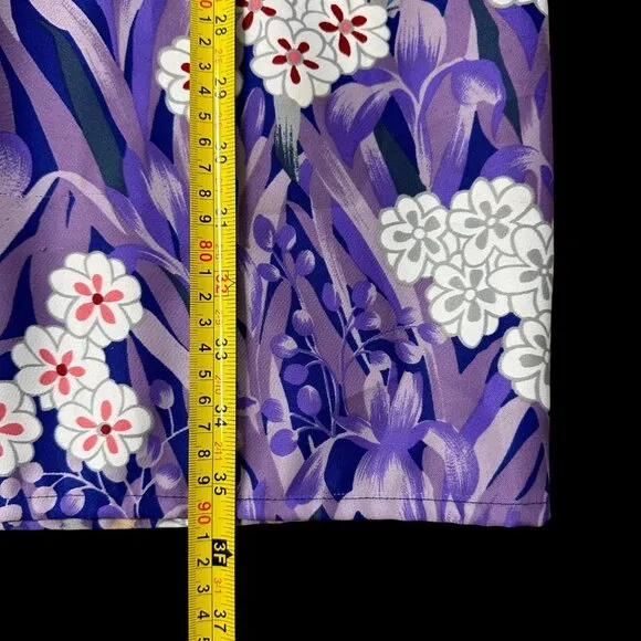 Vintage Kimono Robe Maruky Womens 1960s Geisha Girl Blue Pink Floral Asian Japan