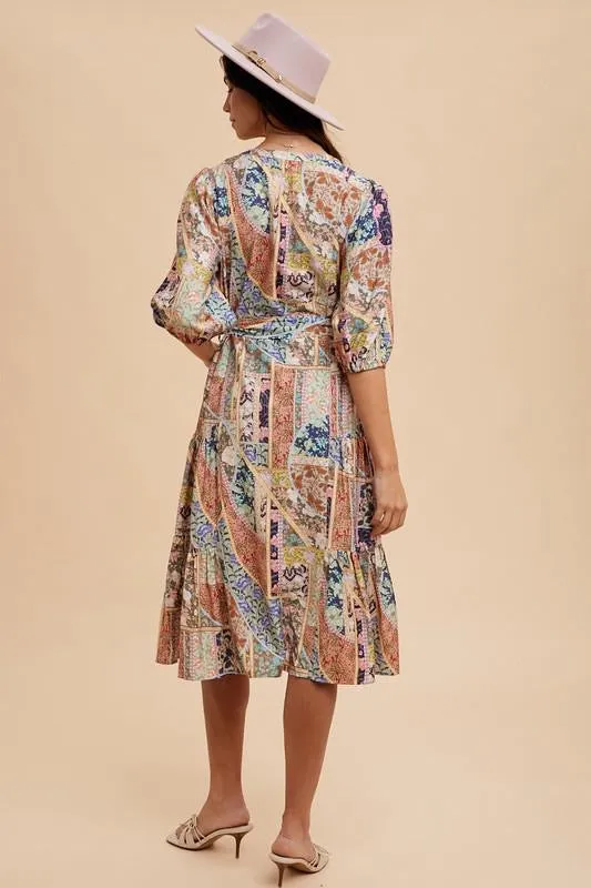 Vintage Patchwork Midi Dress