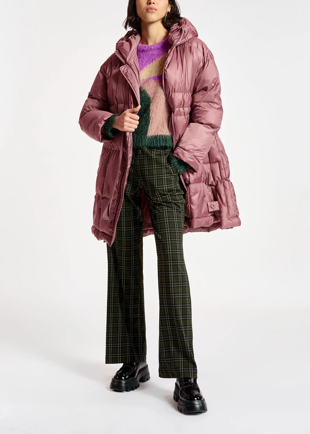 Vintage pink hooded puffer coat