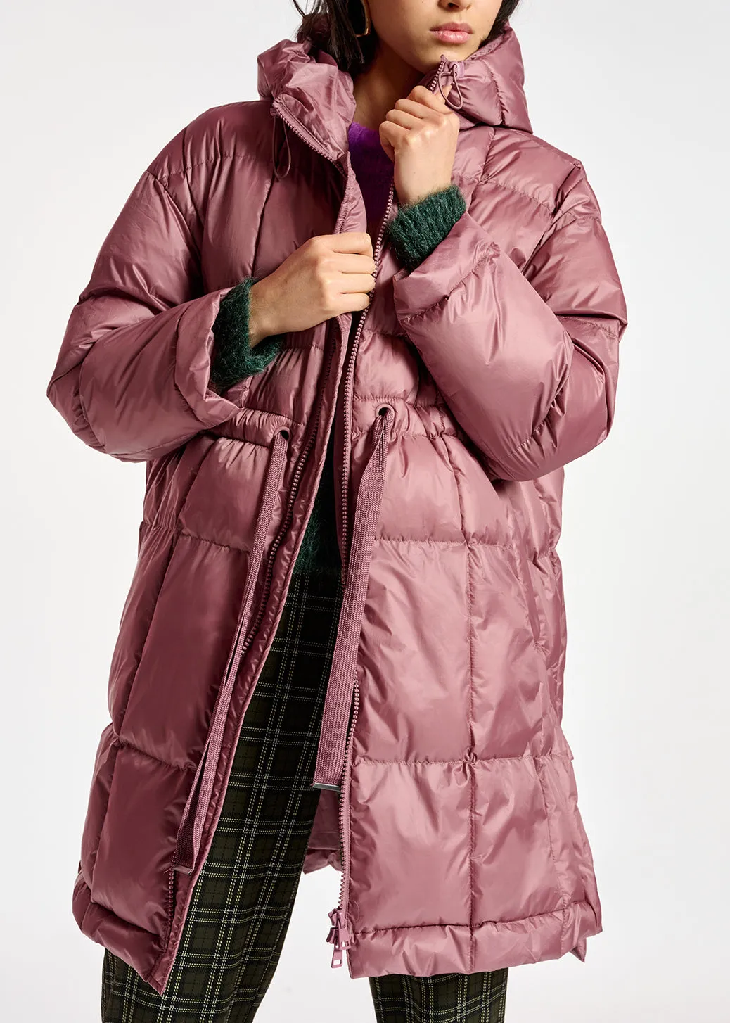 Vintage pink hooded puffer coat