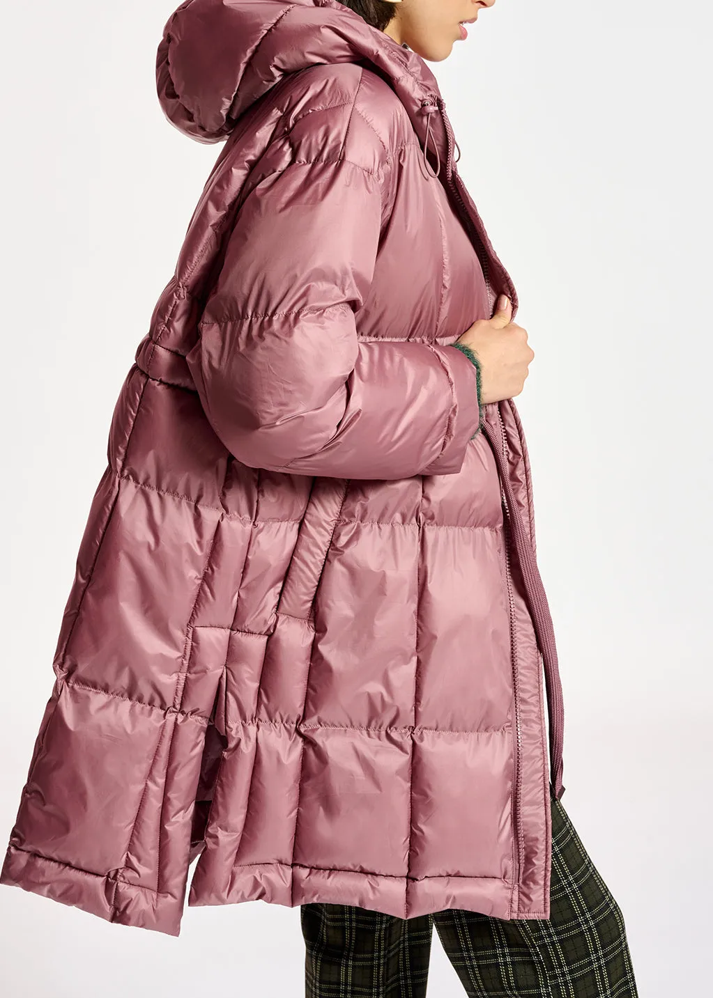 Vintage pink hooded puffer coat