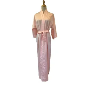 Vintage Pink Kimono Ladies Robe Unbranded Belted Flowers Old Hollywood