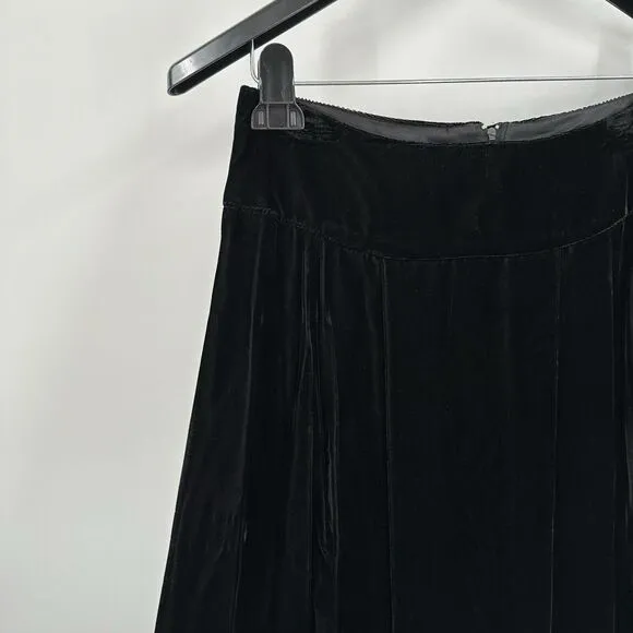 Vintage Scott McClinton Midi Skirt 10 Black Velvet Grunge Y2K 90s Goth USA