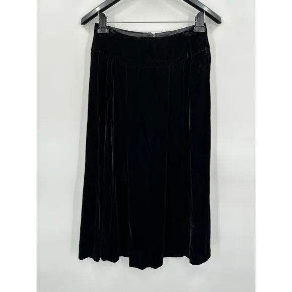 Vintage Scott McClinton Midi Skirt 10 Black Velvet Grunge Y2K 90s Goth USA