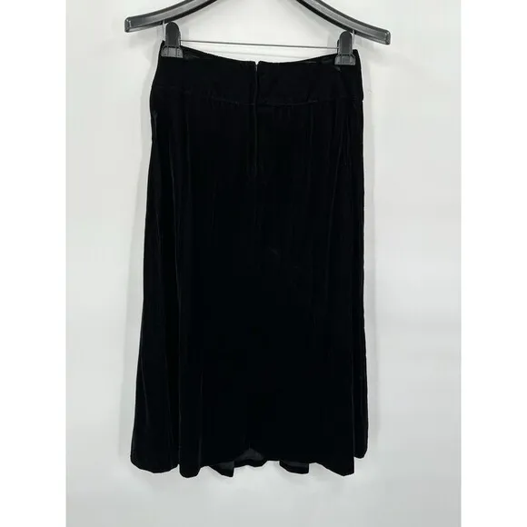 Vintage Scott McClinton Midi Skirt 10 Black Velvet Grunge Y2K 90s Goth USA