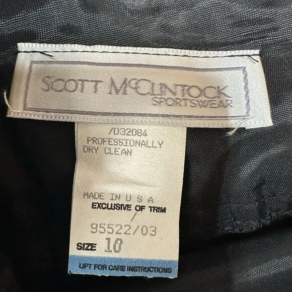 Vintage Scott McClinton Midi Skirt 10 Black Velvet Grunge Y2K 90s Goth USA