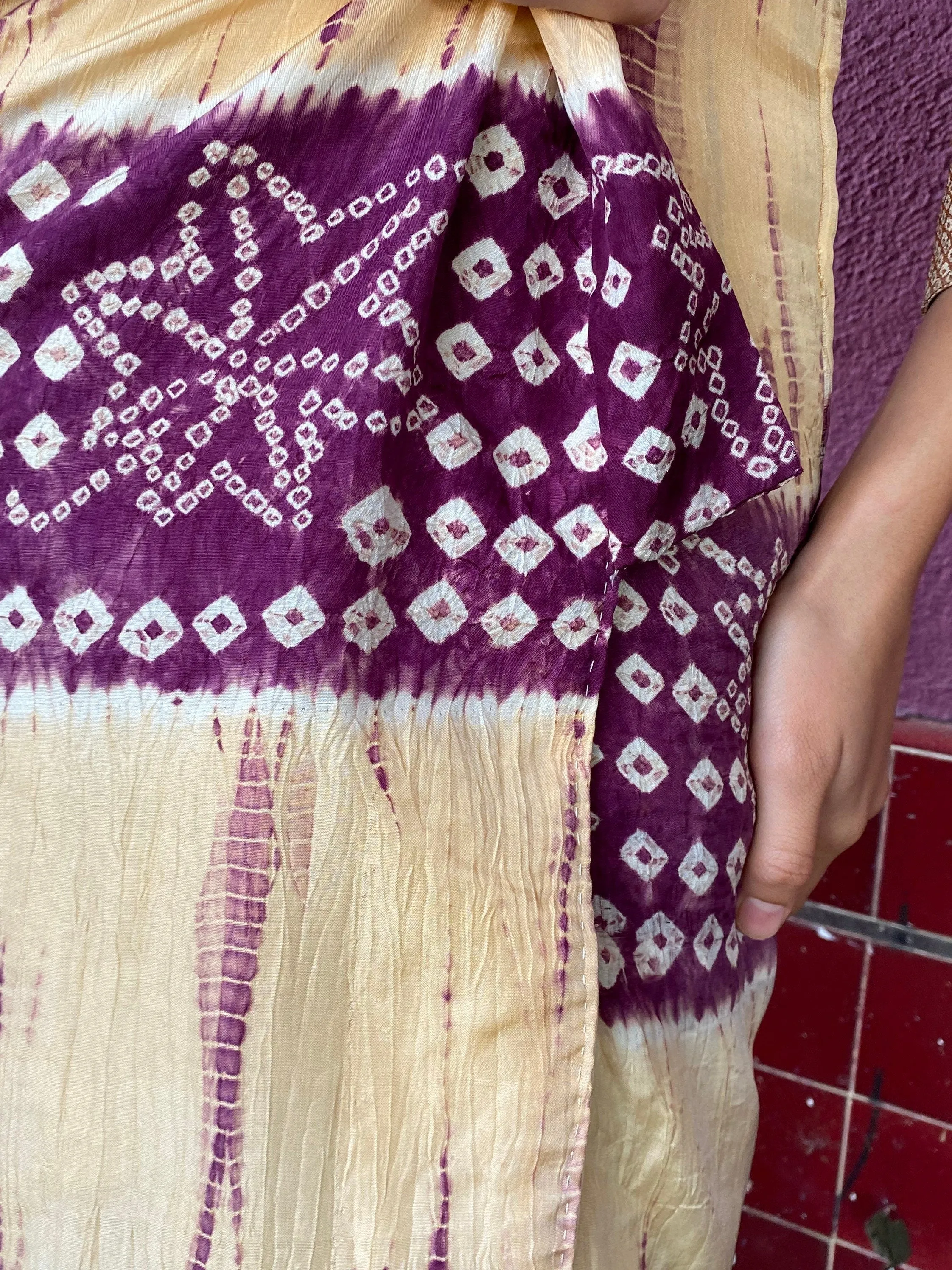 Vintage Silk Purple and Butter Yellow Kimono Jacket