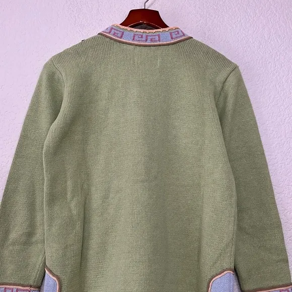 Vintage Storybook Knits Asian Embroidered Cardigan Sweater