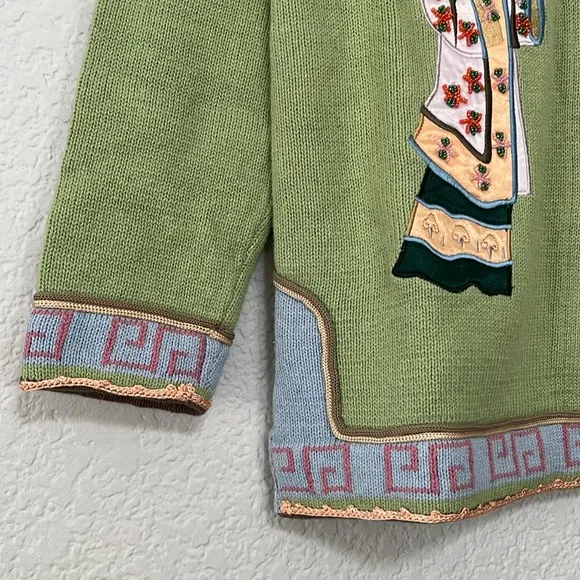 Vintage Storybook Knits Asian Embroidered Cardigan Sweater