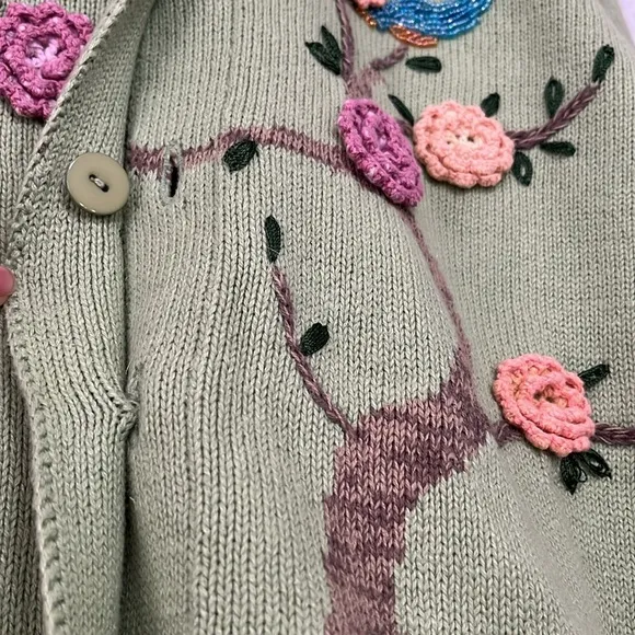 Vintage Storybook Knits Asian Embroidered Cardigan Sweater