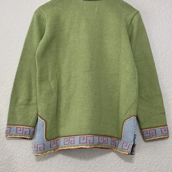 Vintage Storybook Knits Asian Embroidered Cardigan Sweater