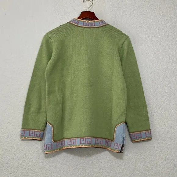 Vintage Storybook Knits Asian Embroidered Cardigan Sweater