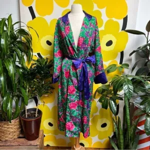 Vintage Victoria’s Secret Gold Label Multicolor Fringe Belted Kimono Robe