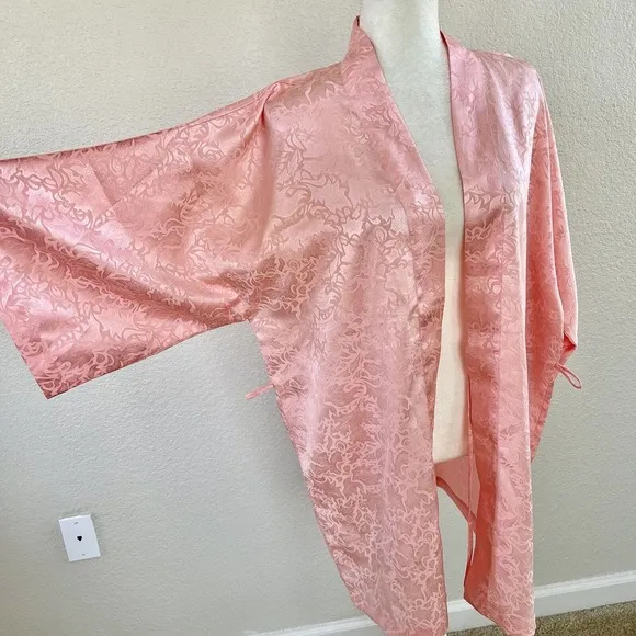 Vintage Victoria's Secret Gold Label Robe Womens OS Pink Satin Short Kimono