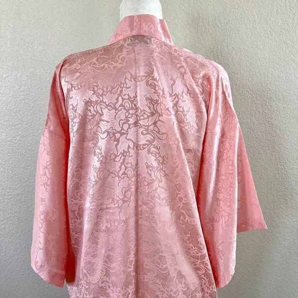 Vintage Victoria's Secret Gold Label Robe Womens OS Pink Satin Short Kimono