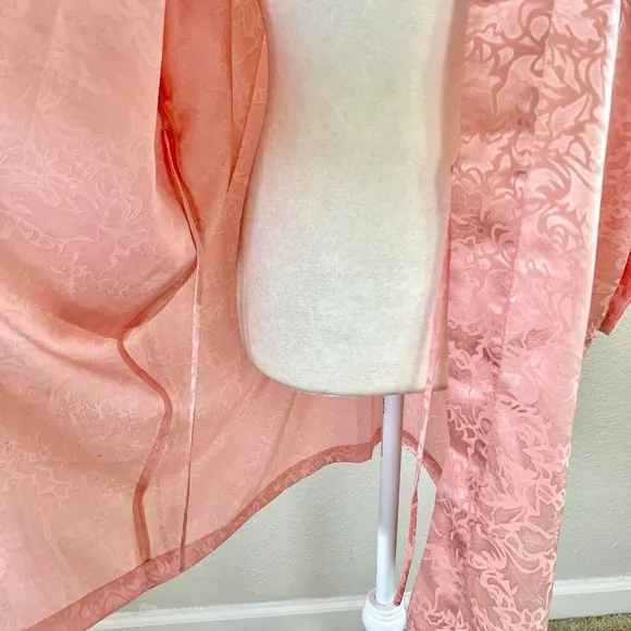 Vintage Victoria's Secret Gold Label Robe Womens OS Pink Satin Short Kimono