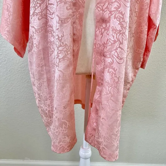 Vintage Victoria's Secret Gold Label Robe Womens OS Pink Satin Short Kimono