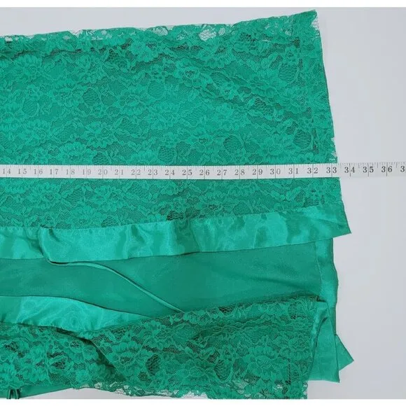 Vintage Victorias Secret Kimono Womens OSFA Green Lace Satin Robe Sheer Y2K 90s