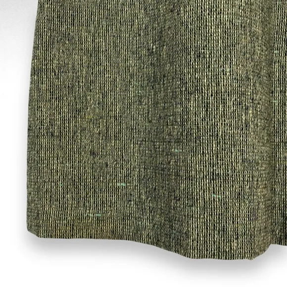 Vintage Wool Tweed Midi Skirt Green White A line Office Preppy Twee Old Money Xs
