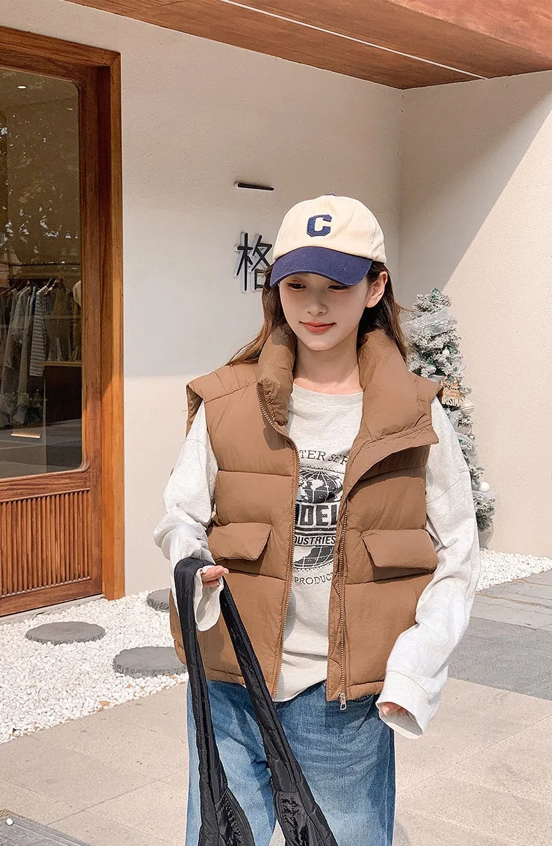 Water-resistant and Windproof Zip-up Quilted Puffer Vest