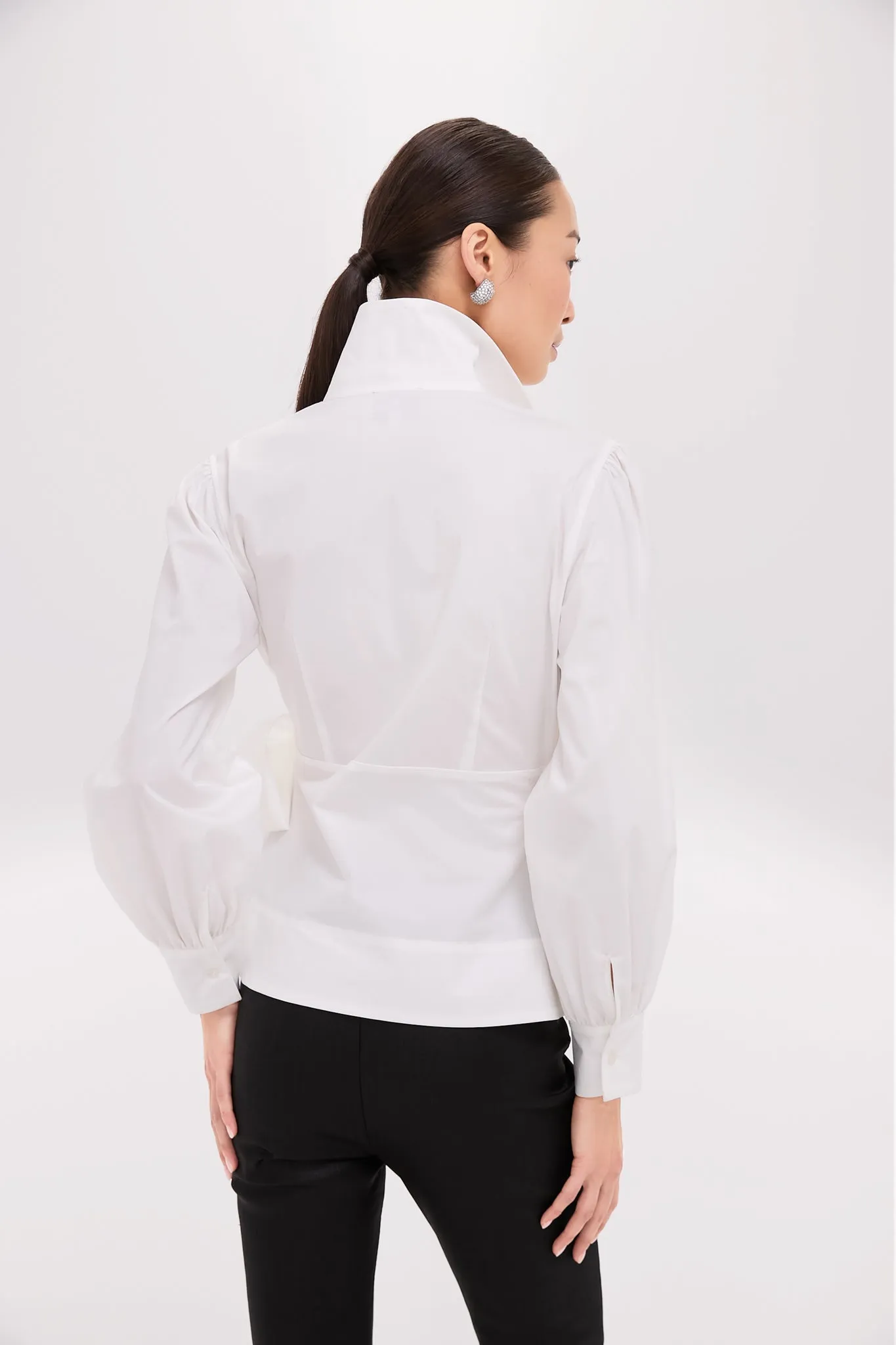 White Tie Front Bow Bea Blouse