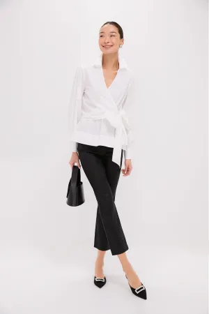 White Tie Front Bow Bea Blouse