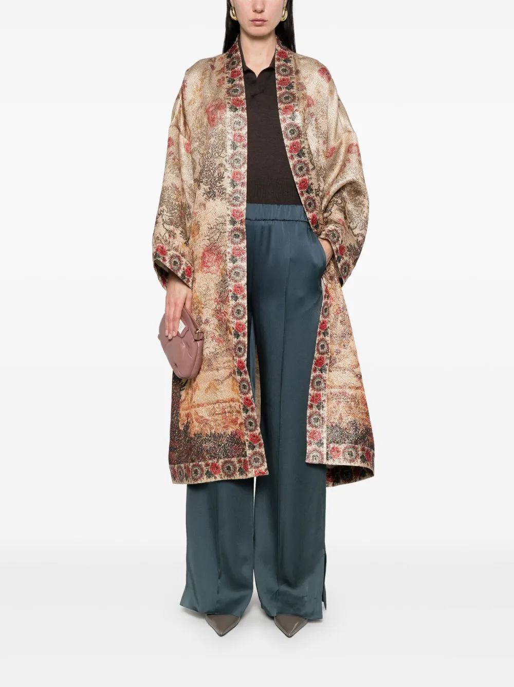 Wiil and silk printed kimono