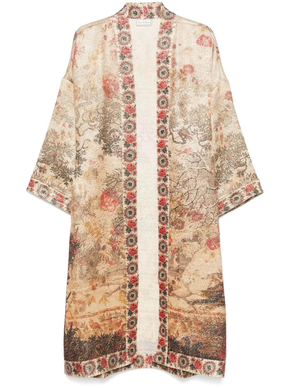 Wiil and silk printed kimono