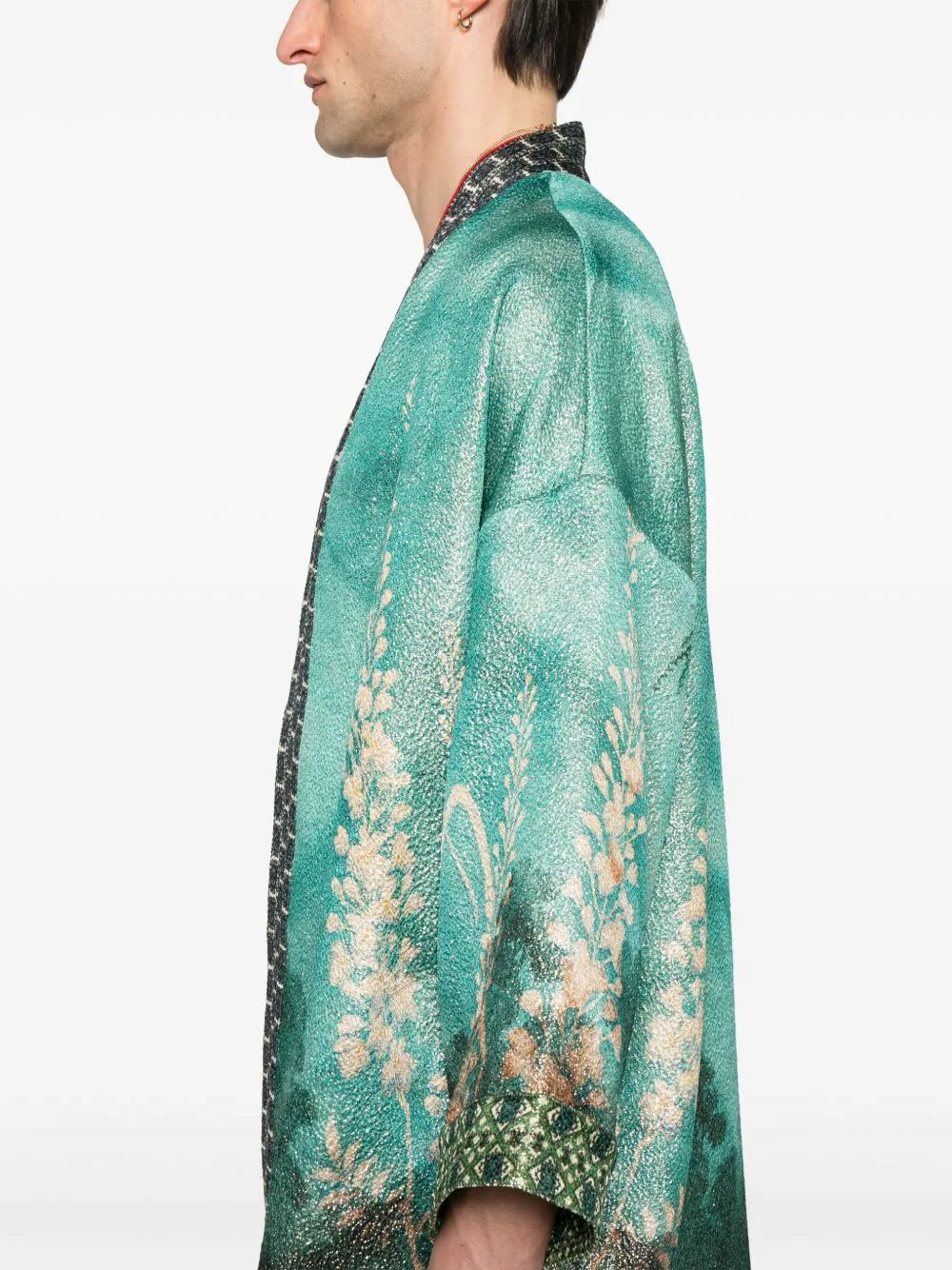 Wiil and silk printed kimono