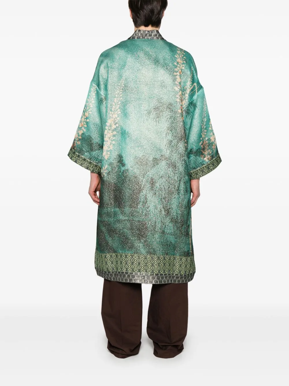 Wiil and silk printed kimono