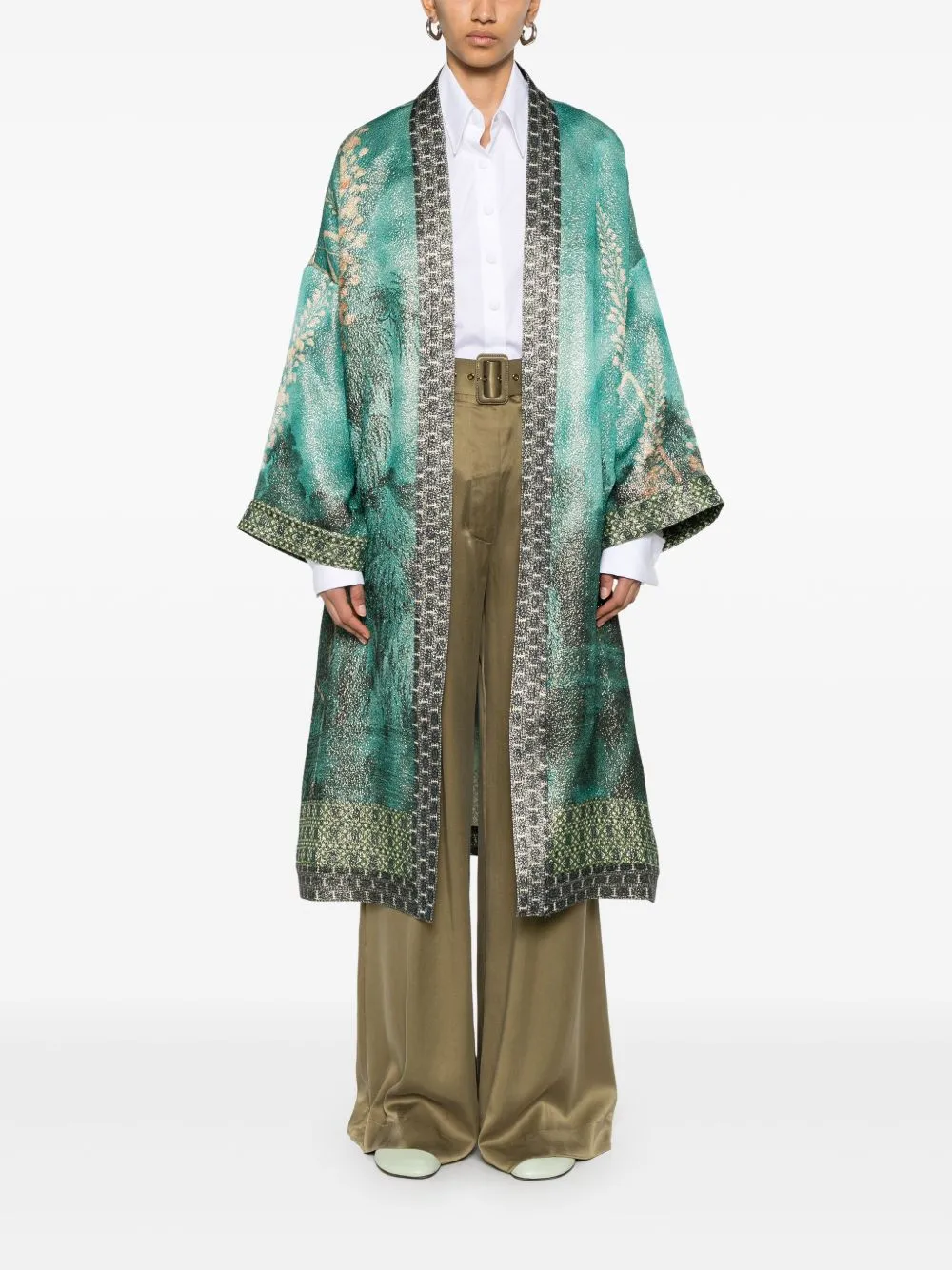 Wiil and silk printed kimono