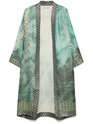 Wiil and silk printed kimono