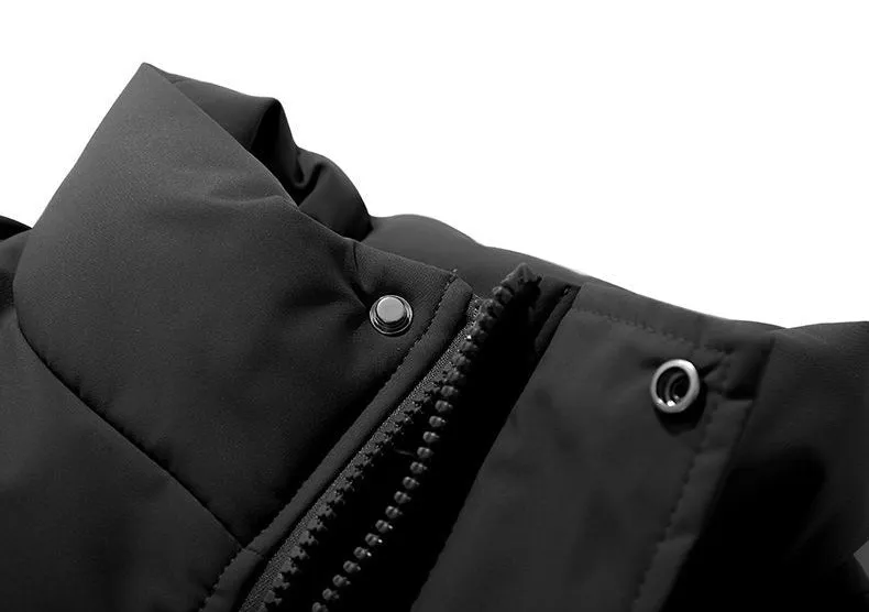 Windproof Quilted Puffer Jacket with Stand-Up Collar