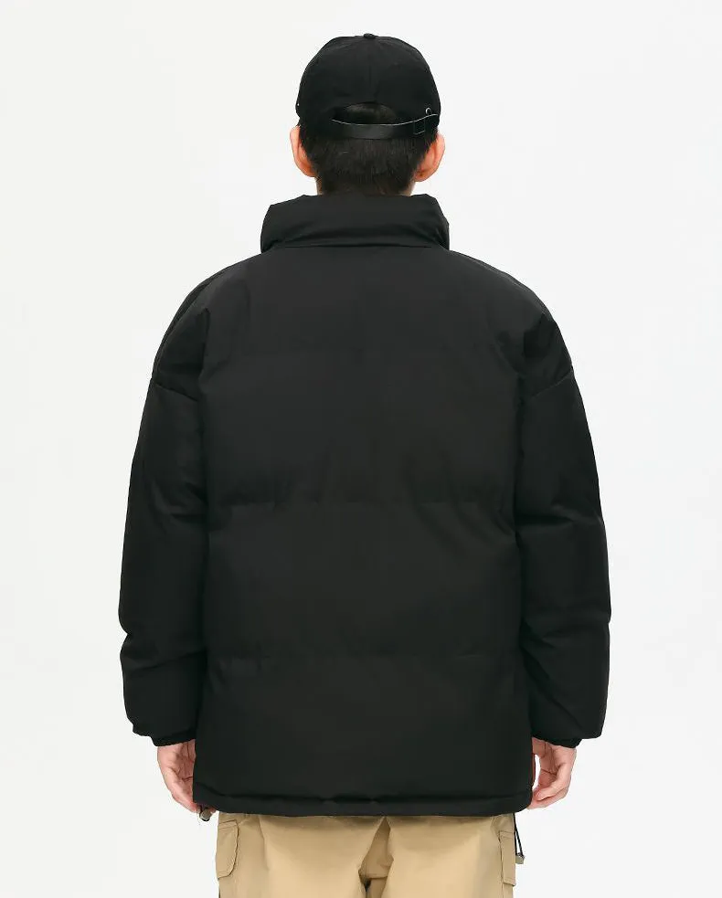 Windproof Quilted Puffer Jacket with Stand-Up Collar