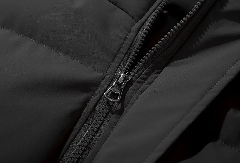 Windproof Quilted Puffer Jacket with Stand-Up Collar