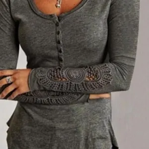 Women Blouses Fashion Long Sleeve Lace Blouse Embroidery Crochet Hollow Out O Neck Plus Size Tops Shirt