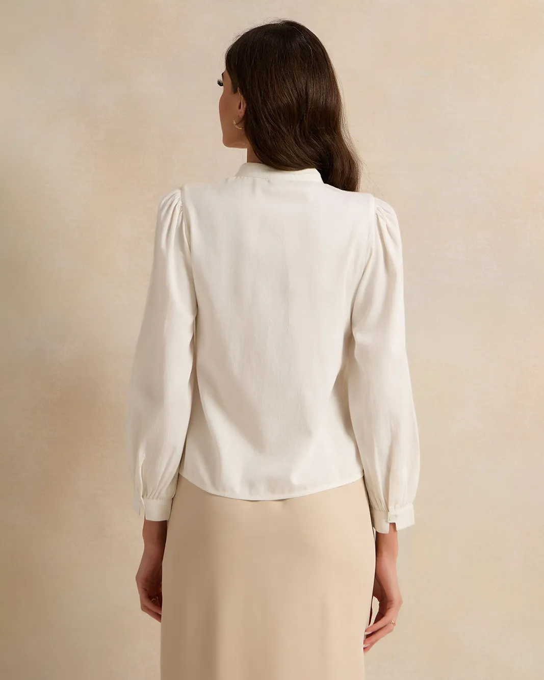 Women Printed Ivory Shirt Blouse