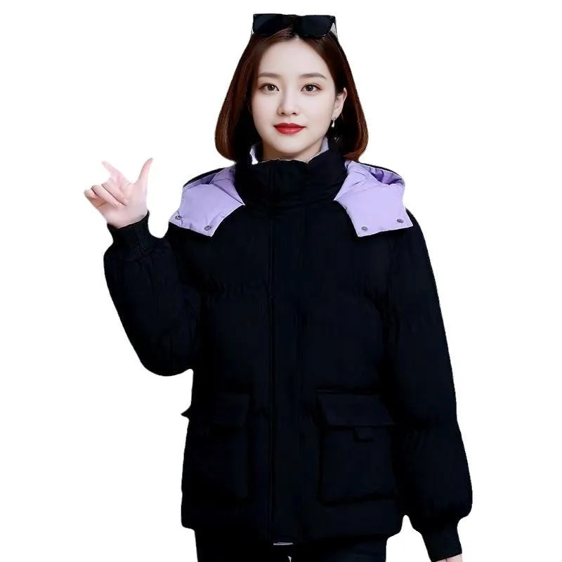 Women's Quilted Puffer Jacket with Hood and Stain-Resistant Fabric