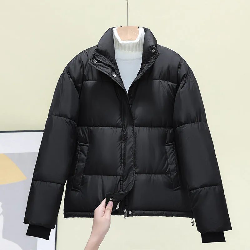Women's Quilted Puffer Jacket with Windproof Features and Slash Pockets