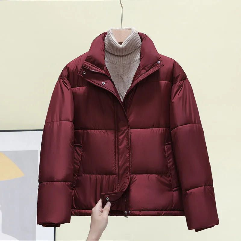 Women's Quilted Puffer Jacket with Windproof Features and Slash Pockets
