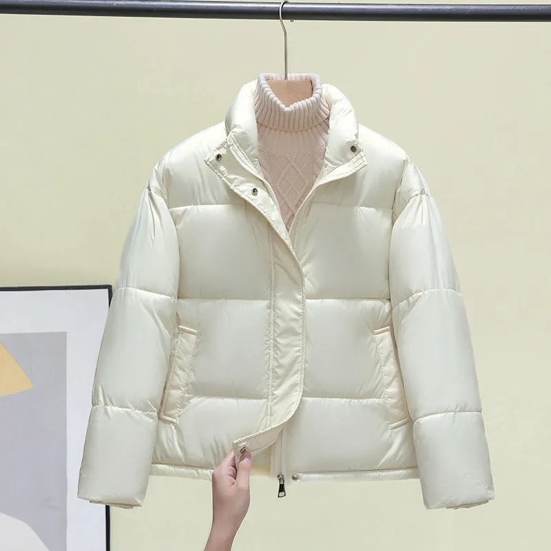Women's Quilted Puffer Jacket with Windproof Features and Slash Pockets