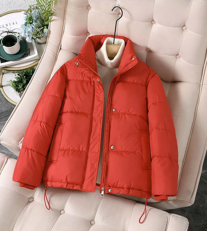 Women's Quilted Puffer Jacket with Windproof Features and Slash Pockets