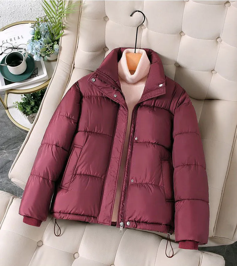 Women's Quilted Puffer Jacket with Windproof Features and Slash Pockets