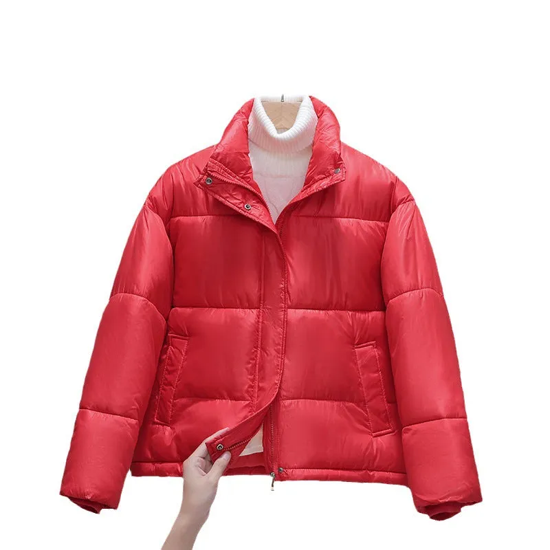 Women's Quilted Puffer Jacket with Windproof Features and Slash Pockets