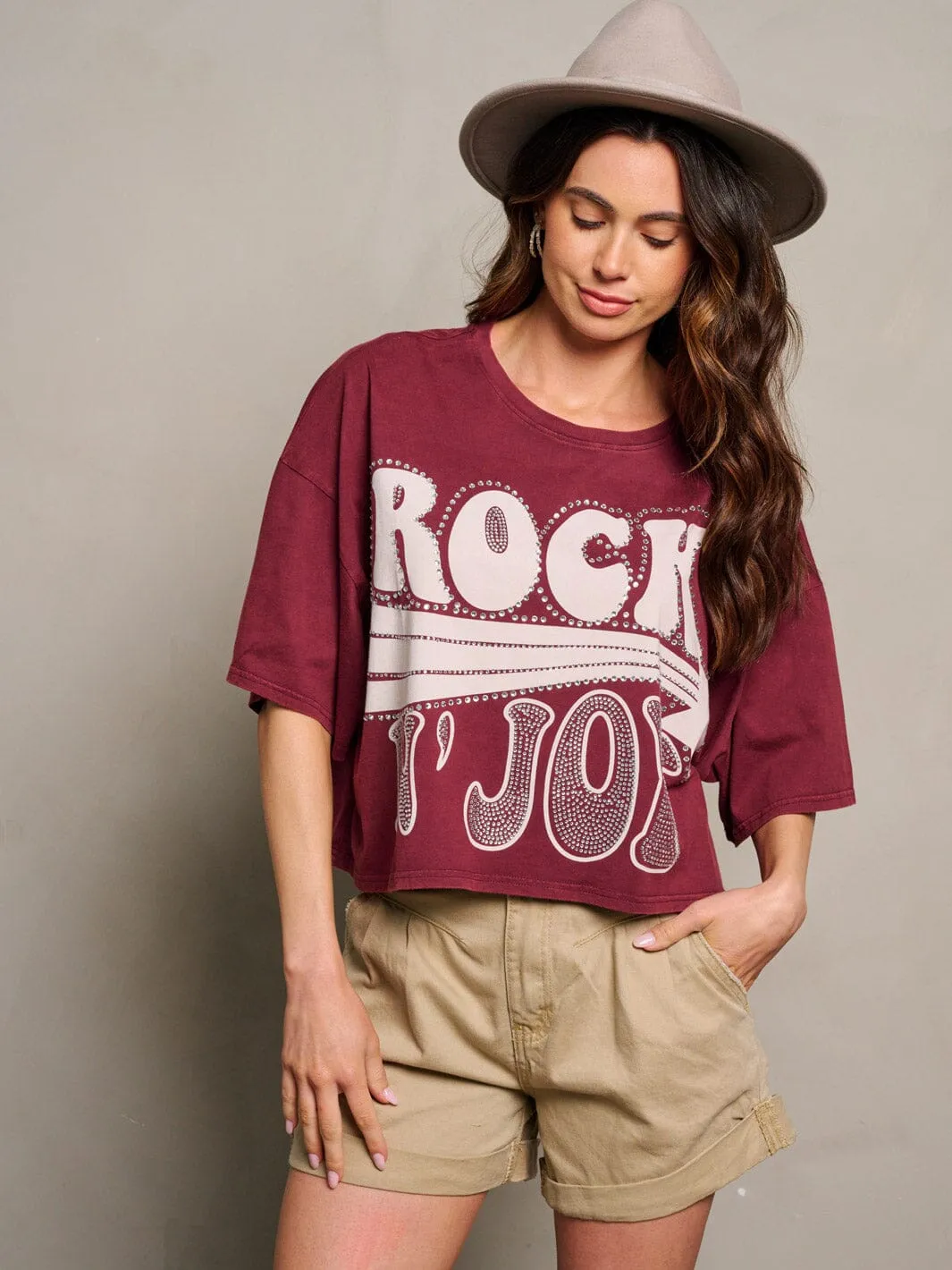 WOMEN'S SHORT SLEEVE SEQUINS GRAPHIC DETAILED TOP