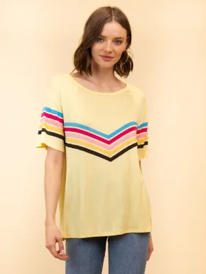 WOMEN'S SHORT SLEEVE STRIPED KNIT TOP