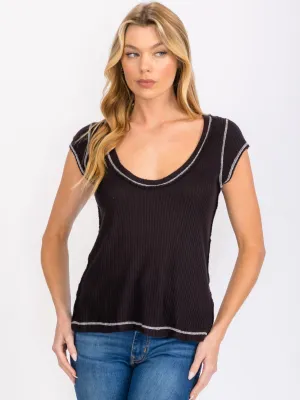 WOMEN'S SHORT SLEEVE V-NECK BASIC TOP