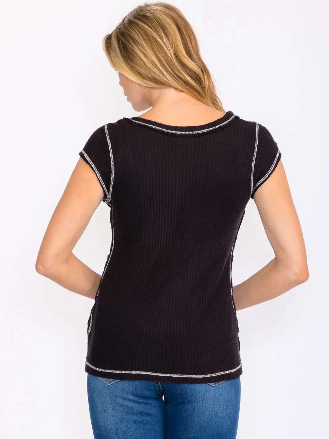WOMEN'S SHORT SLEEVE V-NECK BASIC TOP