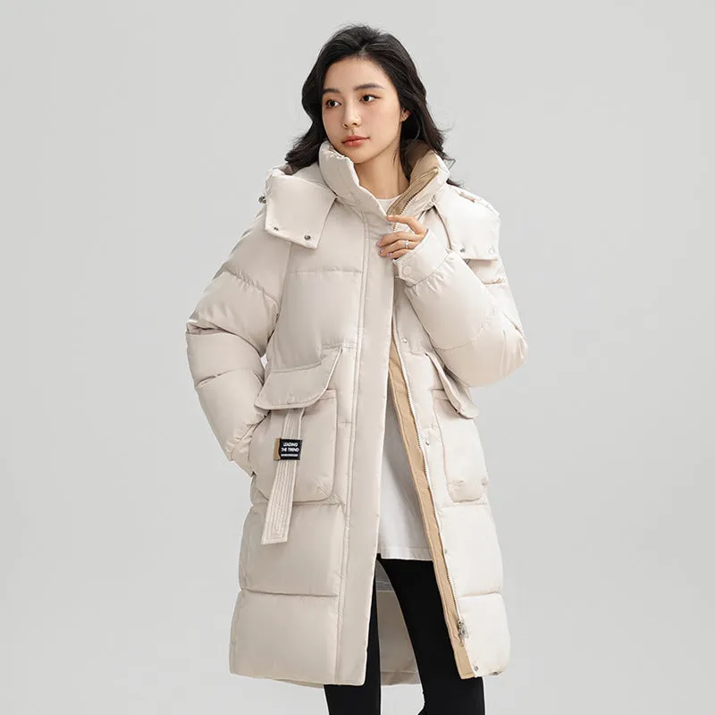Women's Thickened Water-Resistant Puffer Jacket with a Full Zip